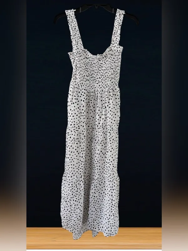 Beachlunchlounge White Polka Dot Square-Neck Maxi Dress Large - Image 5