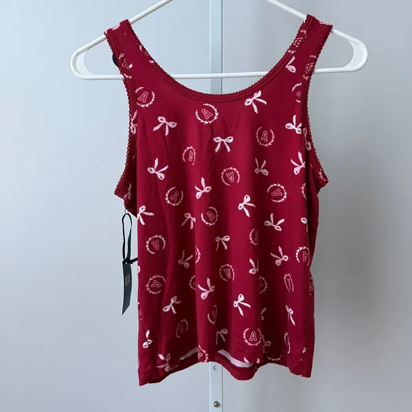 Aeropostale Dainty Bows Preppy Bella Swan Fairy Sleepwear Tank Top S Red - Image 6