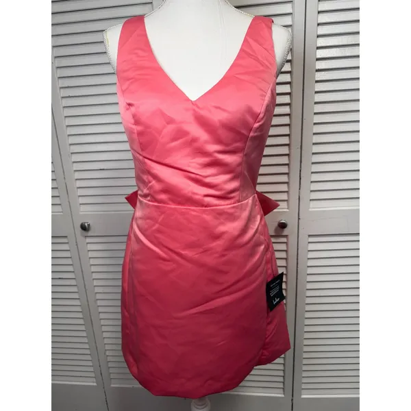 Lulu's Charming Celebration Pink Taffeta Bow Mini Dress Size Medium NWT $79 - Image 5