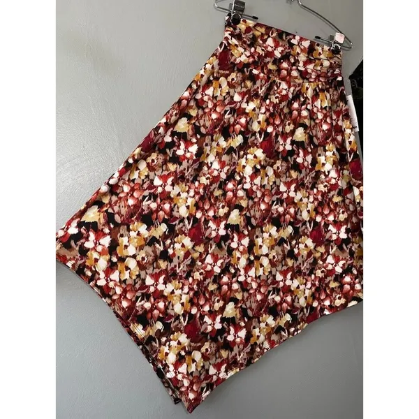 Apt 9 Size Medium Dark Floral Artsy Asymmetrical Knit Skirt Earthy Whimsigoth - Image 2