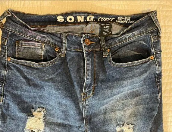 SONG High Rise Ripped Skinny Jeans - Image 2