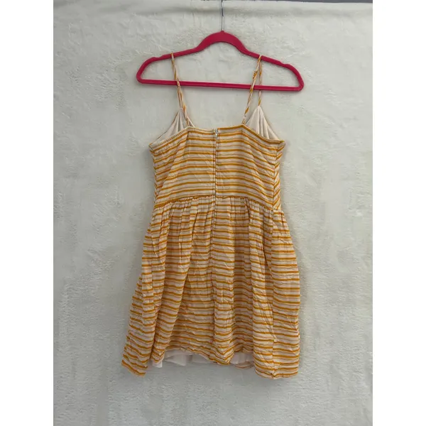 Altar'd State Yellow‎ White Striped Mini Dress Sleeveless Button Detail Large - Image 7