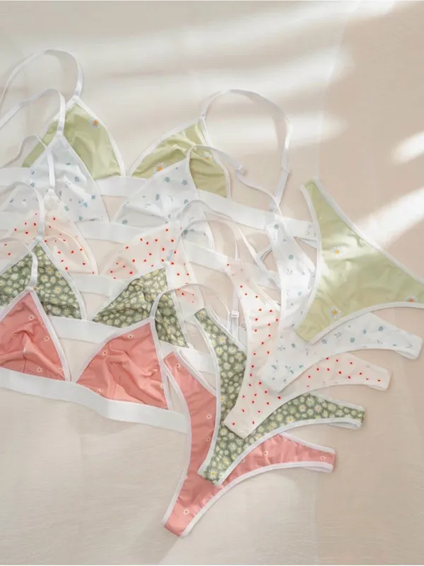 5 Sets Matching Bra and Panty Set Cute Sexy Lingerie Sets - Image 2