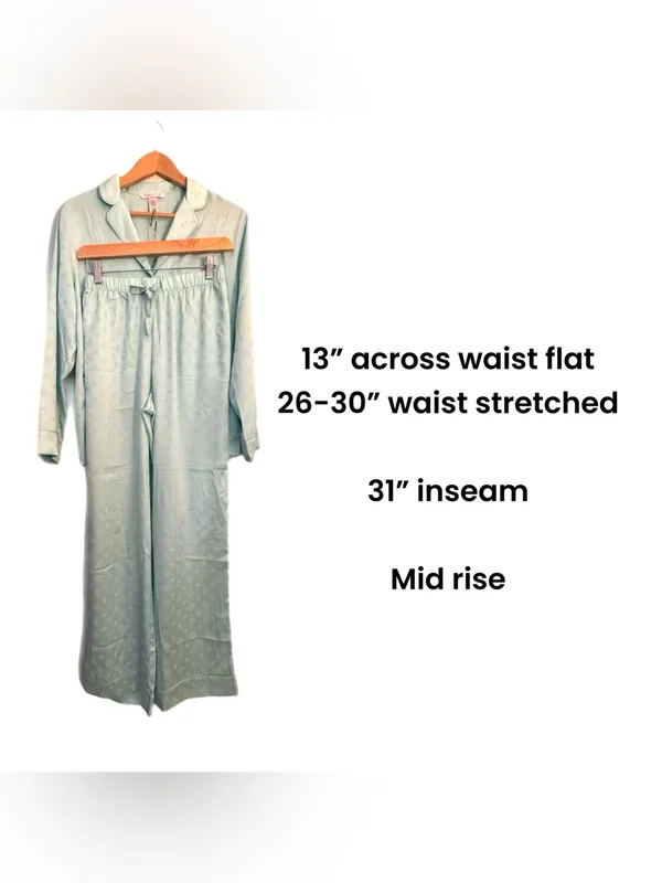 Victoria’s Secret Satin Pajama Set XS Mint Green Monogram Button Front NWOT - Image 8