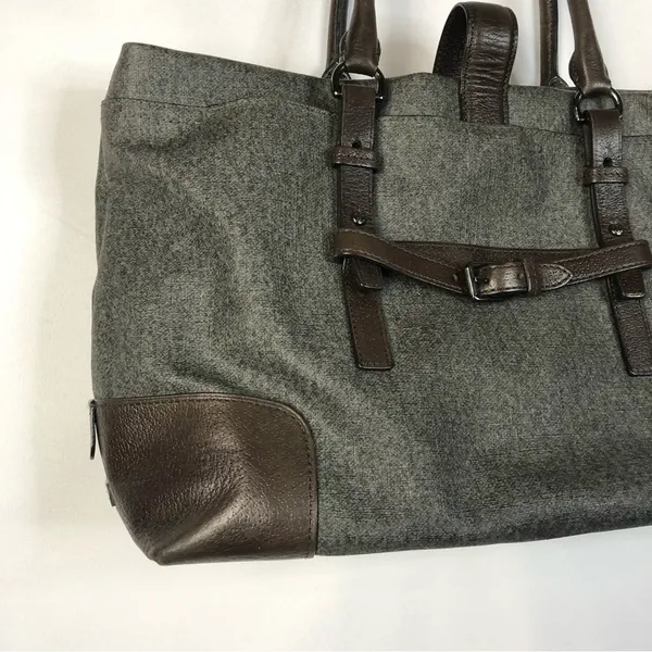Tumi Villa‎ Viverone Gray & Brown Leather Trimmed Business Tote - Image 4