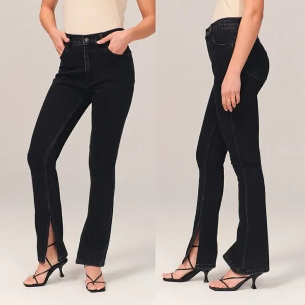 Abercrombie Jeans Size 24 Black Denim Split Hem‎ High Rise Skinny Pants Capsule - Image 10