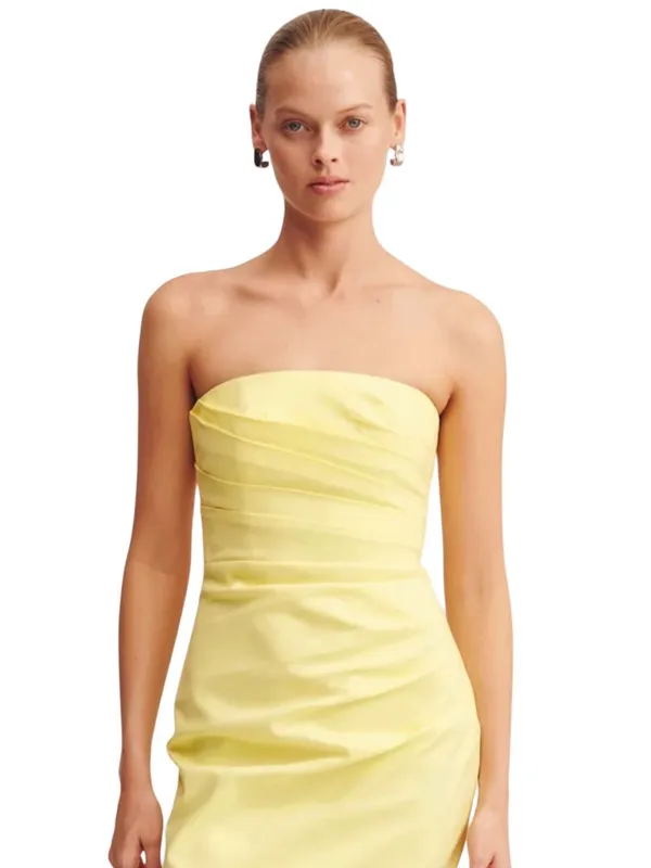 NWT Shona Joy Lani Strapless Draped Maxi Dress Lemonade Size 6 - Image 2