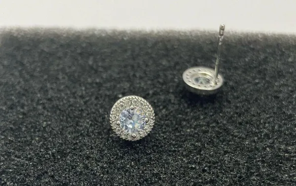 925 Silver Plated CZ Cubic Zirconia Stud Earrings for Men Women,Unisex Punk Hip Hop Earrings - Image 3