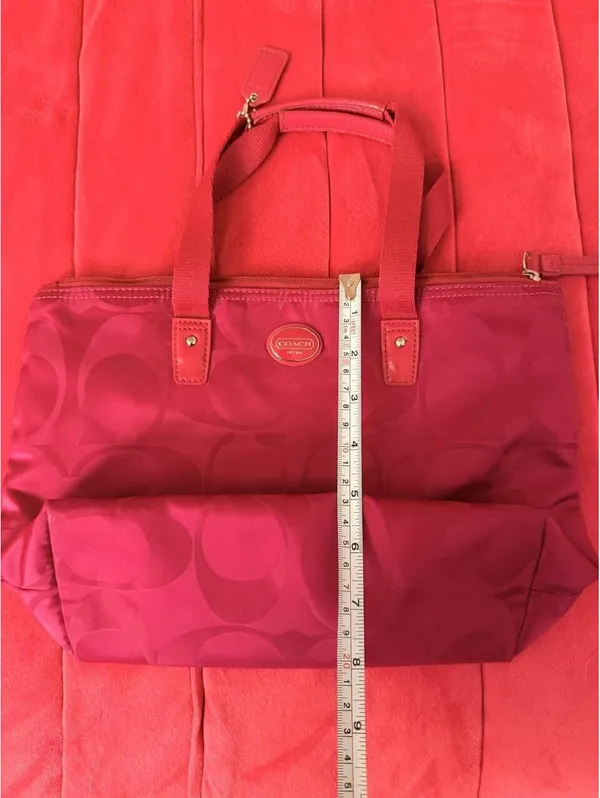 Fuchsia Coach Getaway Signature Nylon Packable Weekender Mini Tote Bag 2013 - Image 7