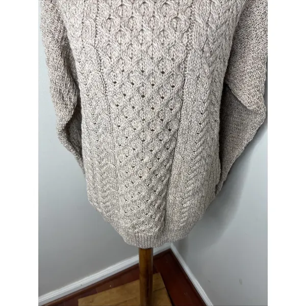 New‎ Womens Aran Craft Merino Aran Crewneck Sweater in Wicker Small - Image 7