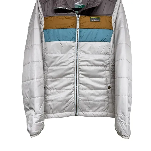 L.L. Bean Mountain Classic Puffer Jacket‎ Taupe Brown/Gray Birch Women's Small - Image 5