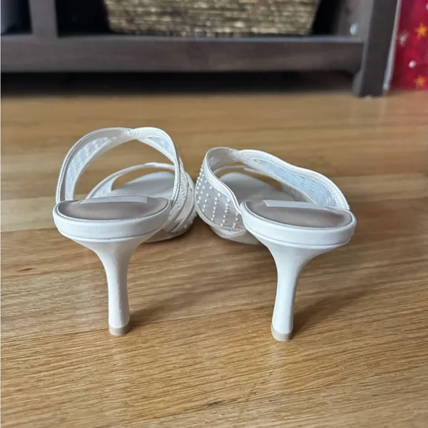 Dolce Vita Mandel Pearl Ivory Mesh Mule Heel Sandals - Image 9