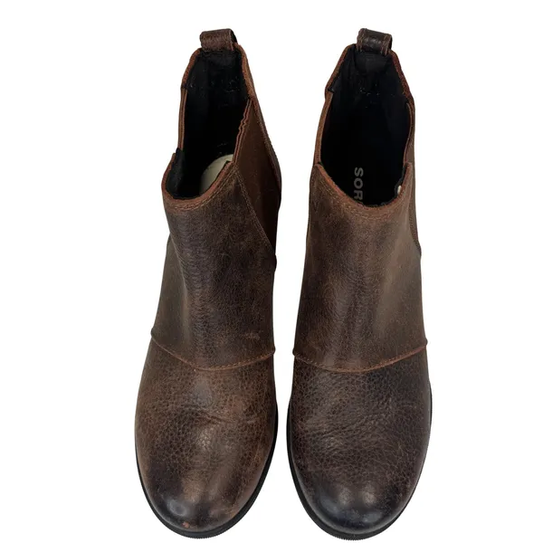 Sorel Joan of‎ Arctic Wedge II Chelsea Boot Leather Brown Burnt Henna Womens 7 - Image 9