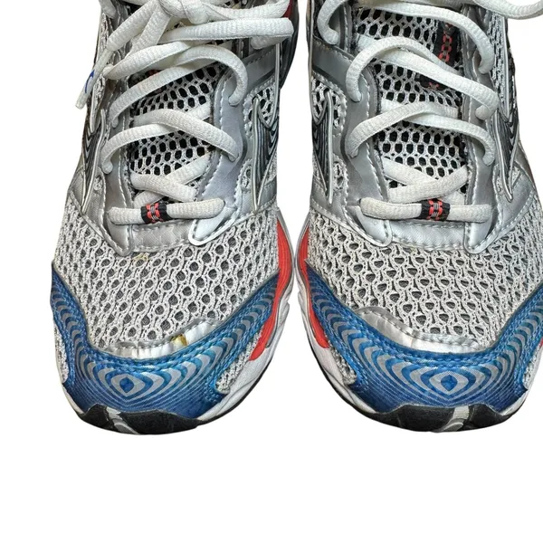 Mizuno Wave Creation 15 Running Shoes Womens 7.5 Silver Blue Red‎ Mesh Athletic - Image 3