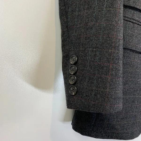 Polo Ralph Lauren Plaid Blazer Vintage Wool Gray USA Made - Image 8