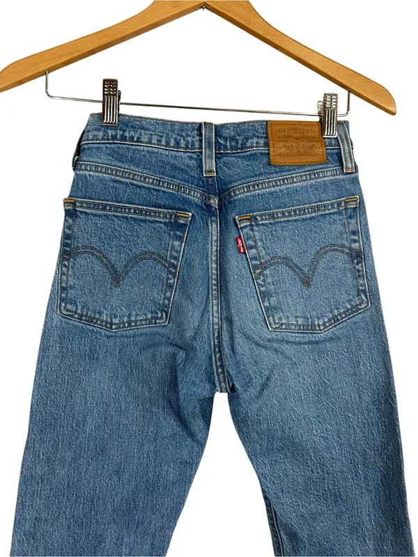 Levi's Wedgie Straight Leg Classic Blue Jeans Button Fly WOMEN’S SIZE 24 Waist - Image 4