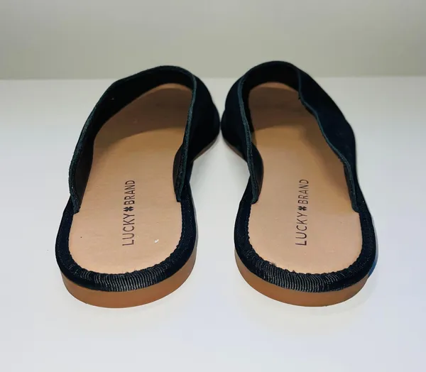 Lucky Brand Arvy Nib Black Embossed Slip-on Mules - Image 7
