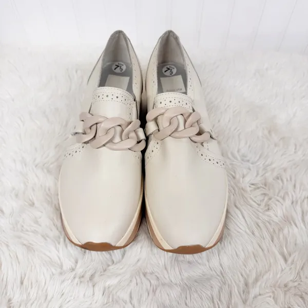 DOLCE VITA Jhenee Platform Loafer Sneakers Size 7.5 Beige Cream Slip On Casual‎ - Image 2