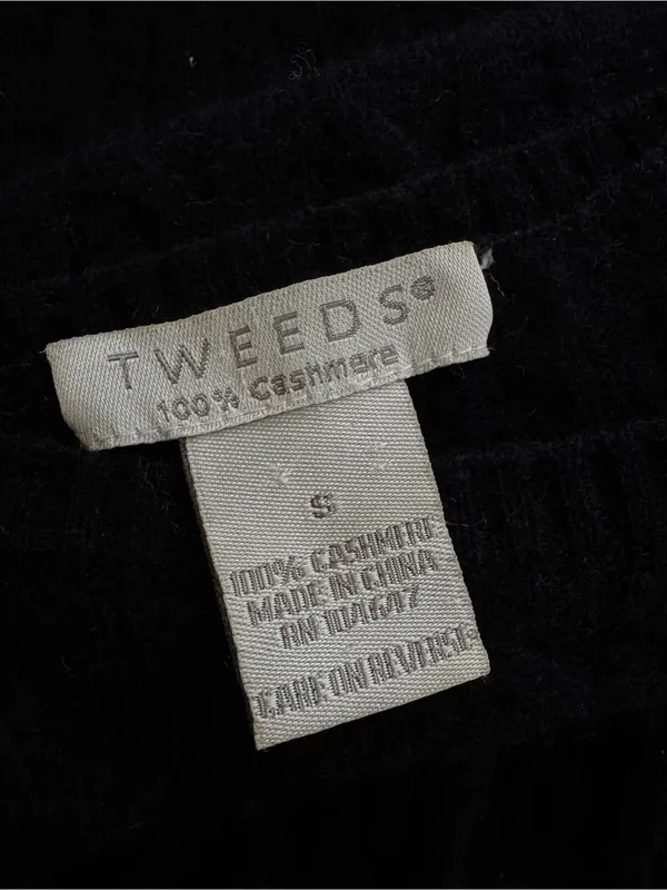 Vintage Tweeds 100% Cashmere Cable Knit Crewneck Sweater Black Size S - Image 5