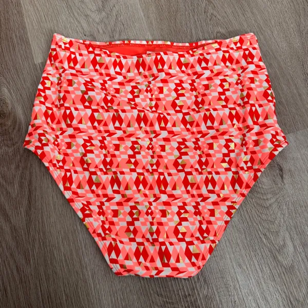 Aerie High Waist Swim Bottom Bathing Suit Pink Gold Orange Medium Summer Hi-Rise - Image 3