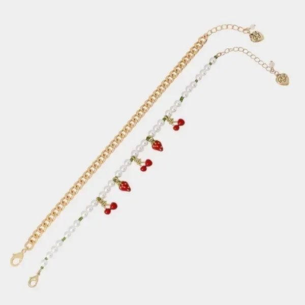 Betsey Johnson ISLAND TIME ANKLET SET RED - Image 2