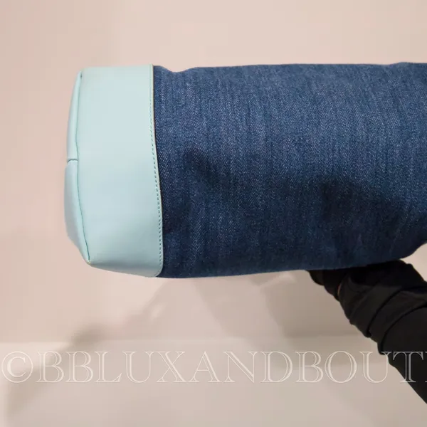 Gucci Denim and Light Blue Leather Shoulder Bag - Image 7
