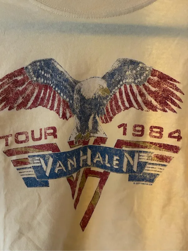 Y2K Indie Sleaze Rocker Grunge Van Halen Graphic Crop Tee L - Image 3