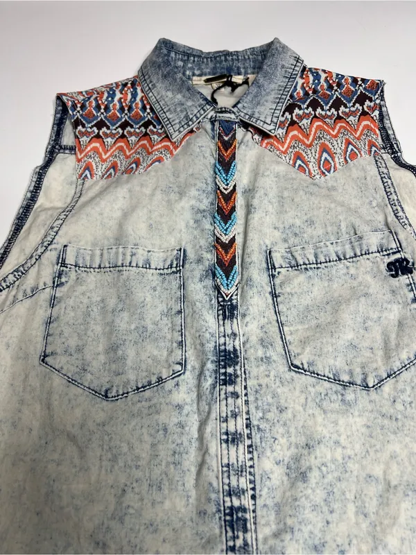 NWT miss me acid wash denim shirt medium - Image 5