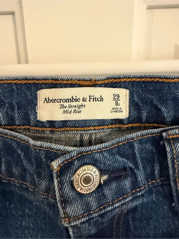 Abercrombie &‎ Fitch The Straight Mid Rise Jeans 29/8R Medium Wash Stretch - Image 2
