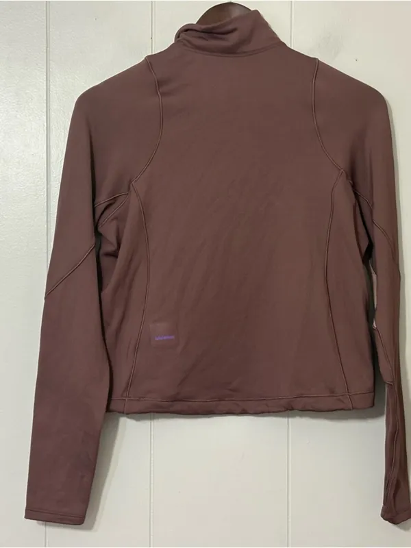 Lululemon Tech Fleece 1/4 Zip Pullover Brown Purple Size 2 Thumbholes - Image 13