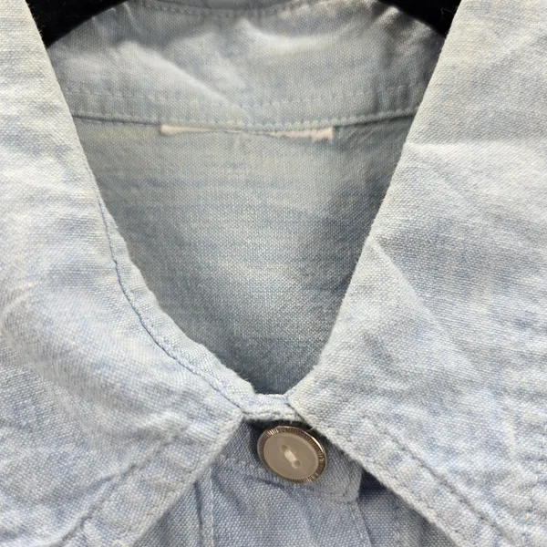 Blue Button Up Floral Embroidered Short Sleeve Vintage Y2K Short Top M Medium‎ - Image 6