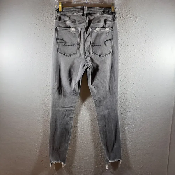 1612‎ | American Eagle Super Hi-Rise Distressed Jegging Jeans Grey Womens 6 Reg - Image 2