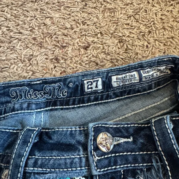Miss Me Dark Blue Denim Shorts size 27 - Image 7