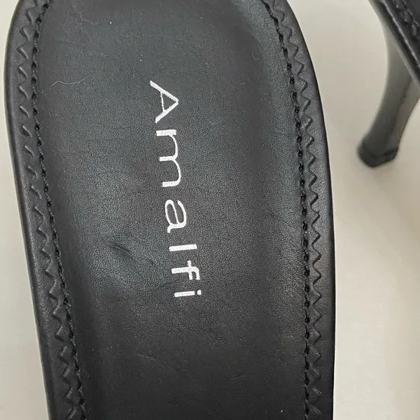 Amalfi Black Italian Leather Fringe kitten-heel mules - Image 5