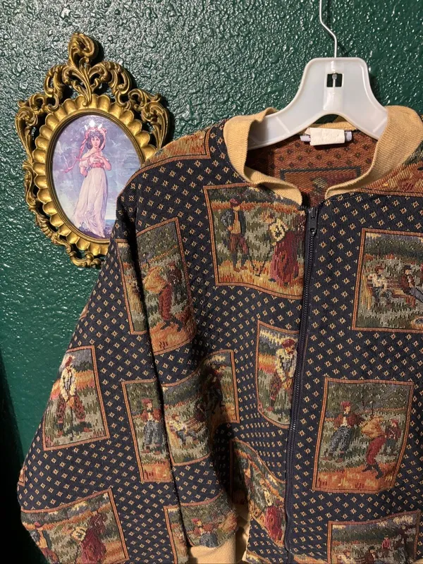 American Vintage Stitches and More Golf Tapestry Style Jacket Sz Large - Image 2