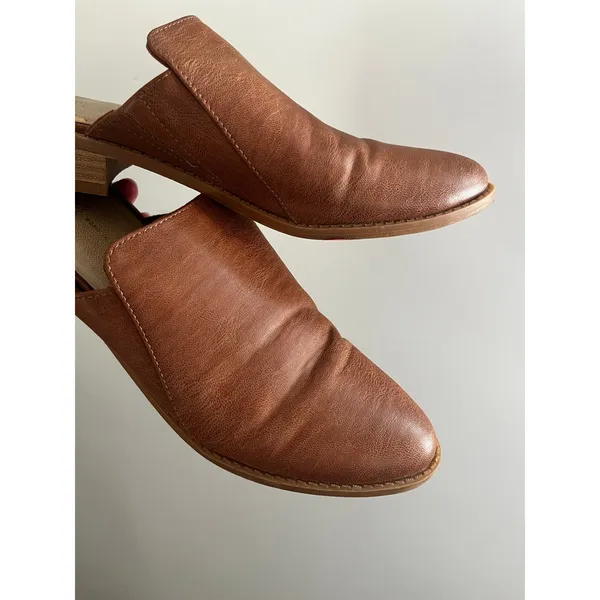BP Leather Mules 6.5 Cognac Brown Maya Bootie Boho Chic Office Neutral Everyday - Image 6