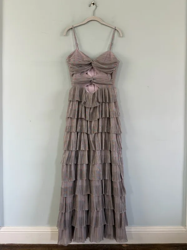 NWT Gianni Bini Grace Plisse Rainbow Metallic Sweetheart Cut Out Tiered‎ Dress - Image 3