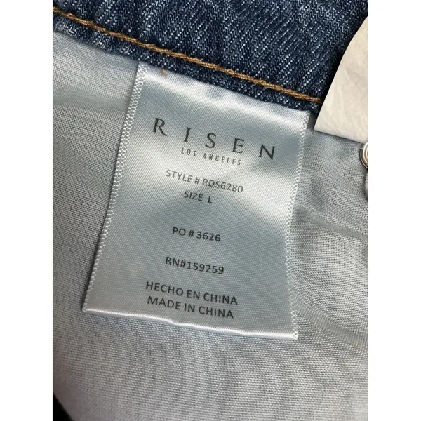 Risen Jeans Blue Denim High Low Tiered Ruffle Maxi Skirt RDS6280 Large‎ - Image 11
