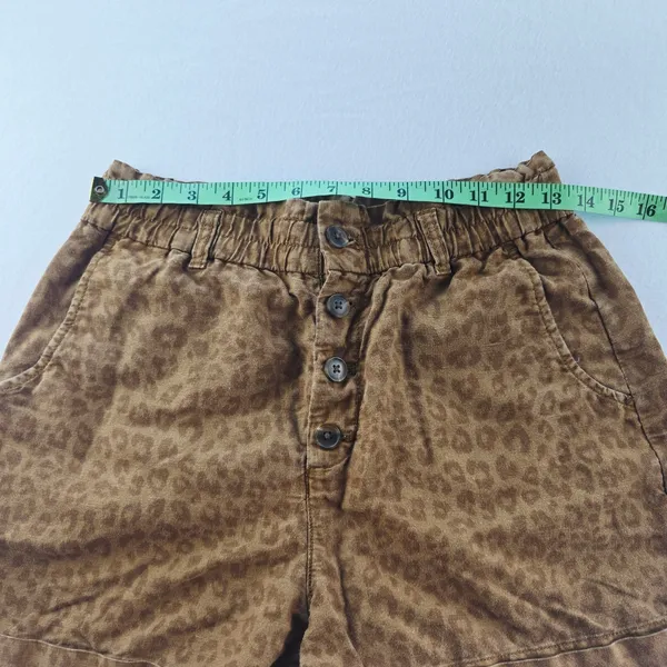 Gap Leopard Print Shorts‎ High Waist Paperbag Orange Khaki Casual Petite 6 - Image 6