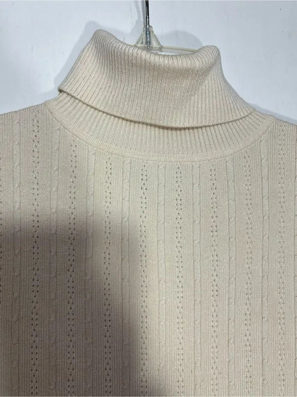 NWT Kate hill beige/cream silk Sleeveless Turtleneck Knit Top size S - Image 5