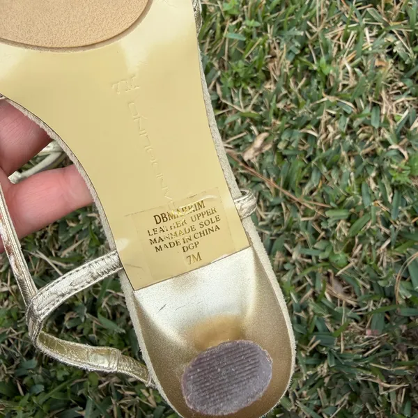 Vintage Y2K Bandolino Gold Slingback Heels Rhinestone Detail Sz 7 - Image 4