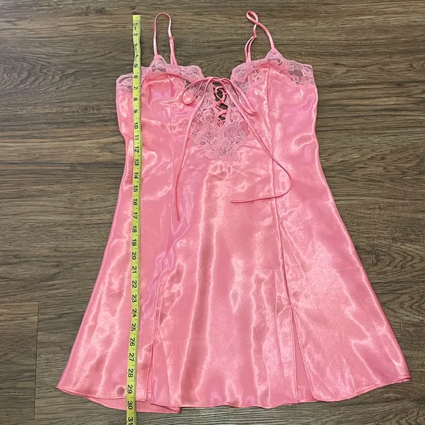 Vintage Frederick’s Of Hollywood Nightie Slip Chemise Rose Pink Lace Detail Sm - Image 9