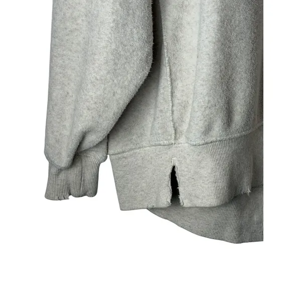 Aerie The Chill Cozy‎ Crew Sweatshirt Women XS Cream Smiley Face Distressed - Image 6
