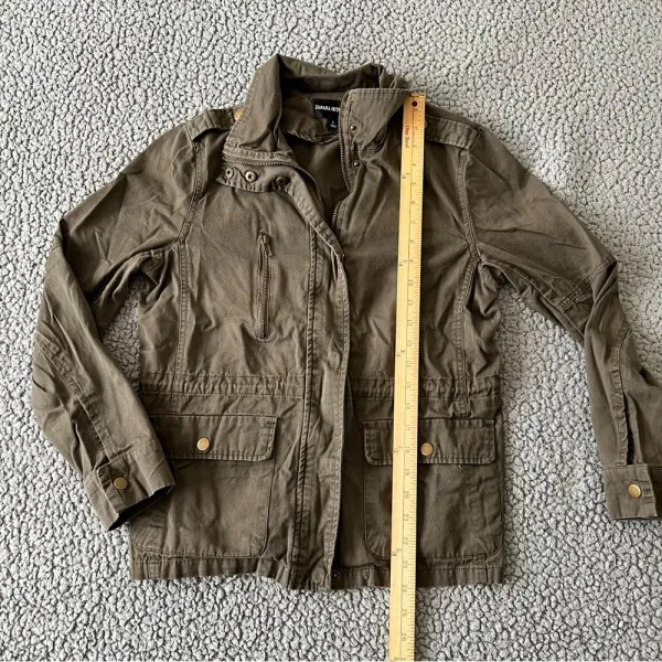 Zenana Outfitters Womens Cotton Army Military Green Zip & Snap Utility Jacket L - Image 3