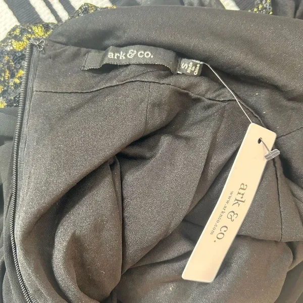 🔥5/$25 sale🔥 ark & co NWT black and gold bodycon mini with sheer black chiffon - Image 7