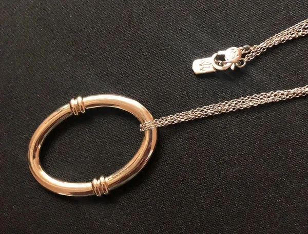 Lauren Ralph Lauren light gold tone LONG double chain necklace with pendant - Image 5