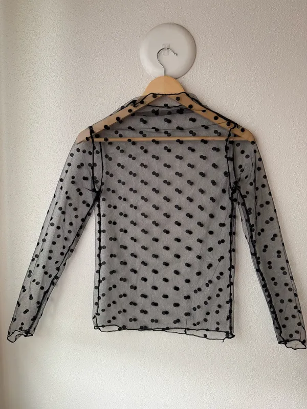 Sheer Polka Dot Mock Neck Top - Image 3