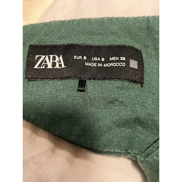 Zara Linen Blend Strappy Midi Dress in Green Size S Cowl Neck Slit - Image 9