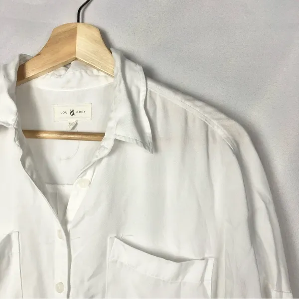 Lou & Grey White Lyocell Long Sleeve Button Down‎ XS - Image 4