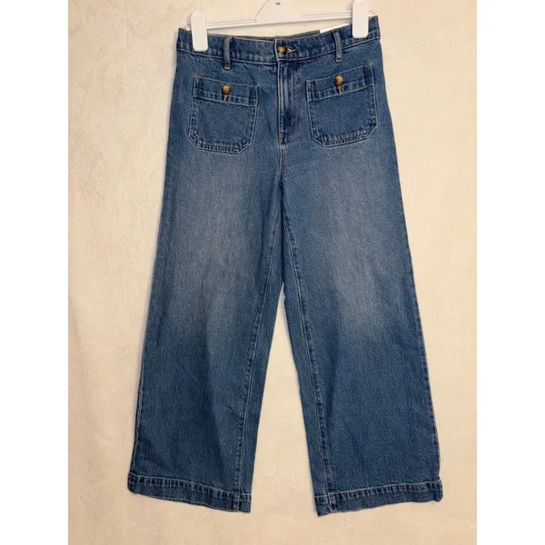 Loft Palmer Wide Leg Jeans Medium Wash High‎ Rise Patch Pocket measures sz 29 - Image 3